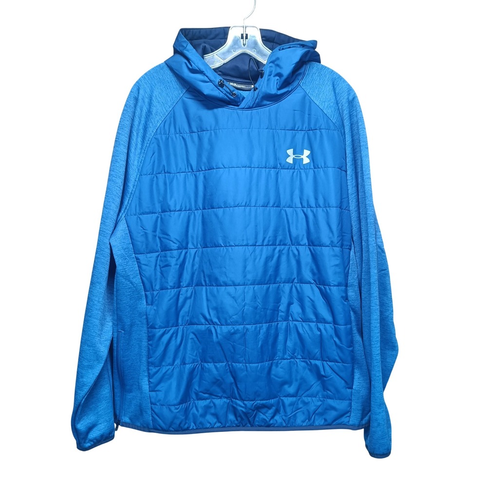 Under Armour Puffer Hoodie Mens‎ L Blue Storm Hybrid Insulated Pockets Sporty